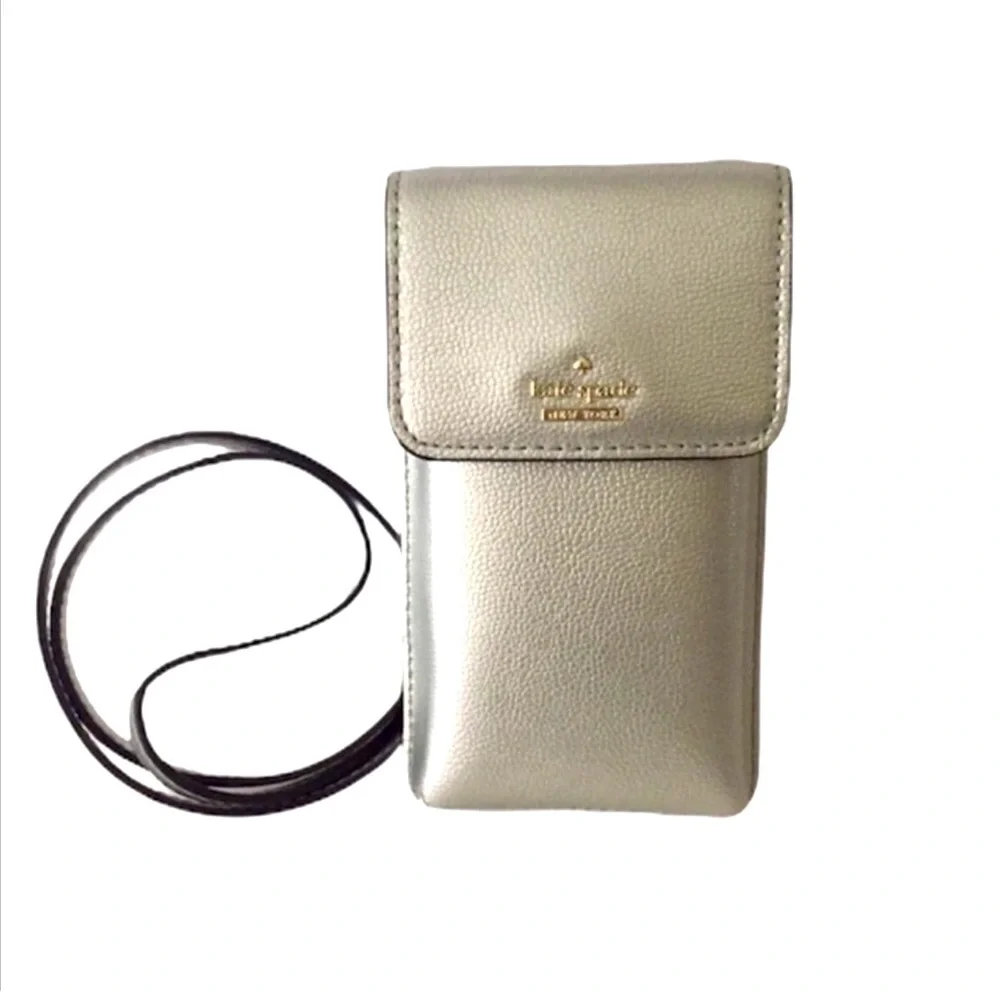 KATE SPADE Metallic Silver Crossbody/cellphone Bag BNWT - Picture 1 of 4
